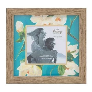 image of 4" x 4" - Vintage Boutique White & Blue Floral Frame