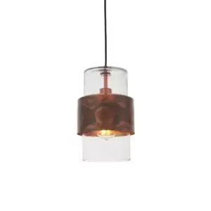 Image of Copper Hanging Ceiling Pendant Light - Clear Glass Shade - Single Bulb Fitting