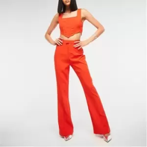 image of Missguided Tailored Seam Detail Flared Trousers - Red