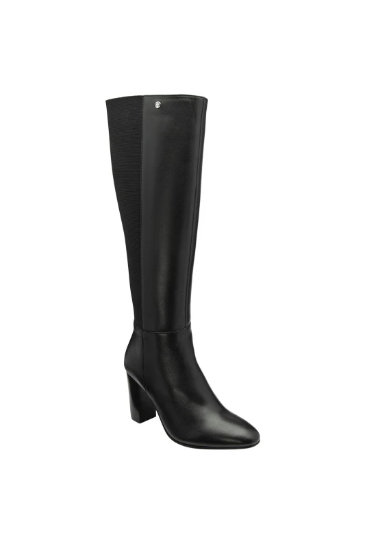 Image of Ravel Womens Black Leather 'Bywell' Heeled Knee-High Boots Size: 4 Black Female 4