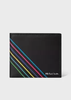 Image of Ps Paul Smith Black Leather 'Sports Stripe' Billfold Wallet