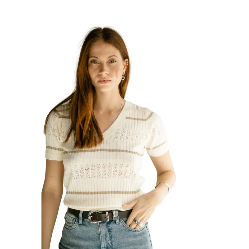Image of Freeman T Porter Womens T-Shirt Freeman T Porter Polane Fancy Rib Blanc Female XS