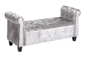 Argos Home Crushed Velvet Ottoman - Silver - main image