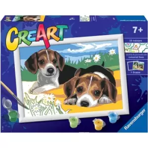 Image of Ravensburger CreArt Paint By Numbers Kit - Jack Russell Puppies