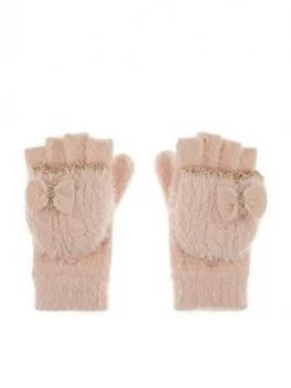 image of Monsoon Girls Poppy Fluffy Sparkle Capped Gloves - Pink