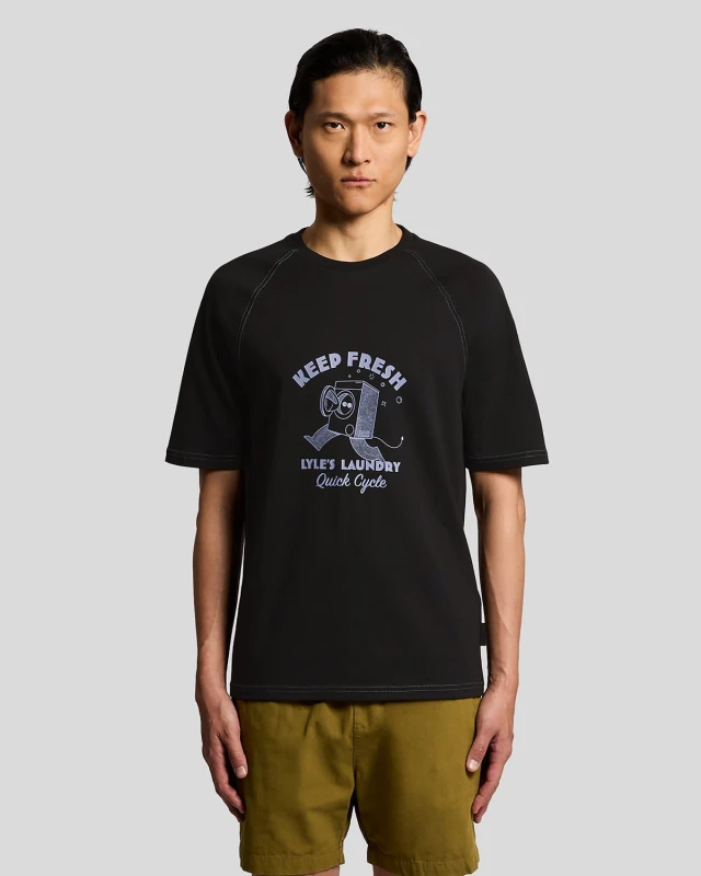 Image of Lyle & Scott Mens Chest Graphic T-Shirt in Black