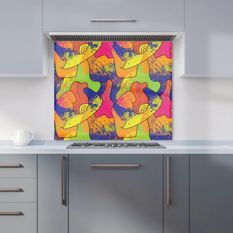 Image of Warren Reed - Designer Bright Abstract Pattern Kitchen Splashback in Yellow Size: 700mm x 650mm Yellow Unisex 700mm x 650mm
