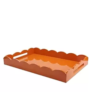 image of Addison Ross Large Lacquer Scalloped Ottoman Tray