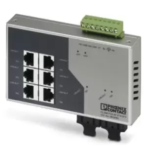 image of Phoenix Contact Ethernet Switch, 6 RJ45 port, 24V dc, 100Mbit/s Transmission Speed, DIN Rail Mount FL SWITCH SF 6TX/2FX