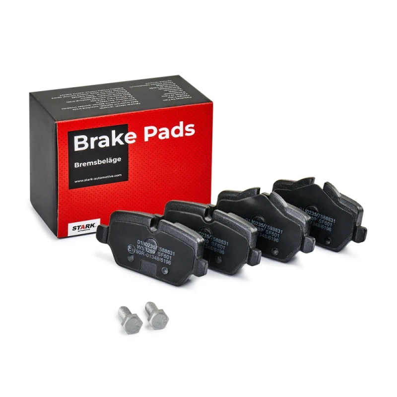 Image of STARK SKBP-0010139 Brake pad set Rear Axle, prepared for wear warning indicator, with anti-squeak plate Low-Metallic Brake Pad Set,disc brake (402)