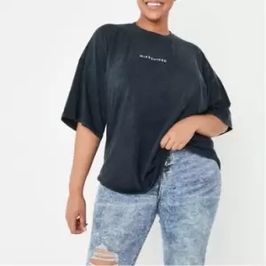 Missguided Plus Size Washed Missguided T Shirt - Black