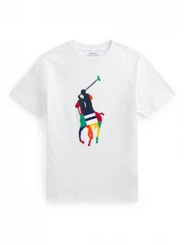 Image of Ralph Lauren Boys Rainbow Pony Print T-Shirt - White, Size 14-16 Years=L