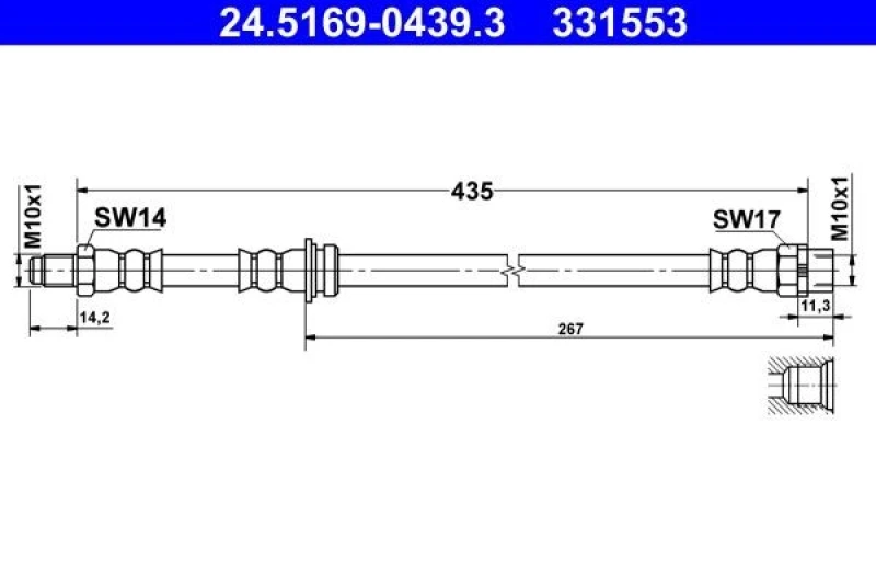 Image of Brake hose ATE 24.5169-0439.3