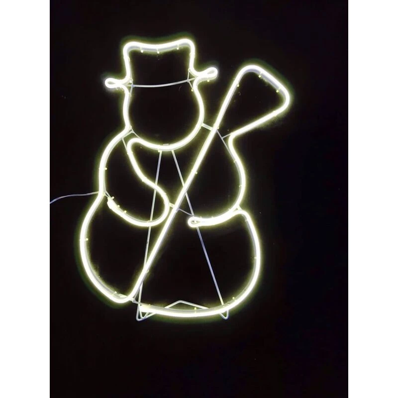 Image of Shatchi Snowman Neon Effect Rope Light Silhouette Double Side 90 Warm White LEDs Christmas Outdoor Home Decorations Yellow