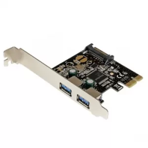 Image of StarTech 2 Port PCI Express PCIe SuperSpeed USB 3.0 Controller Card with SATA Power
