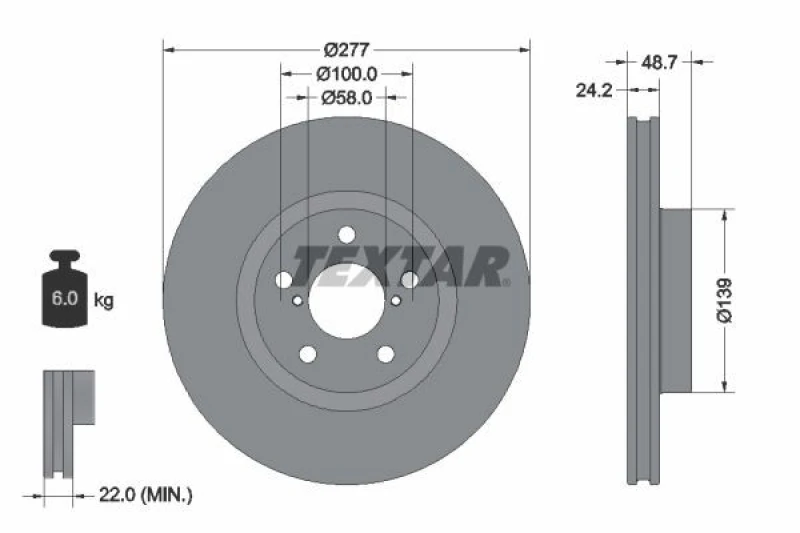 Image of Brake disc TEXTAR 92315403