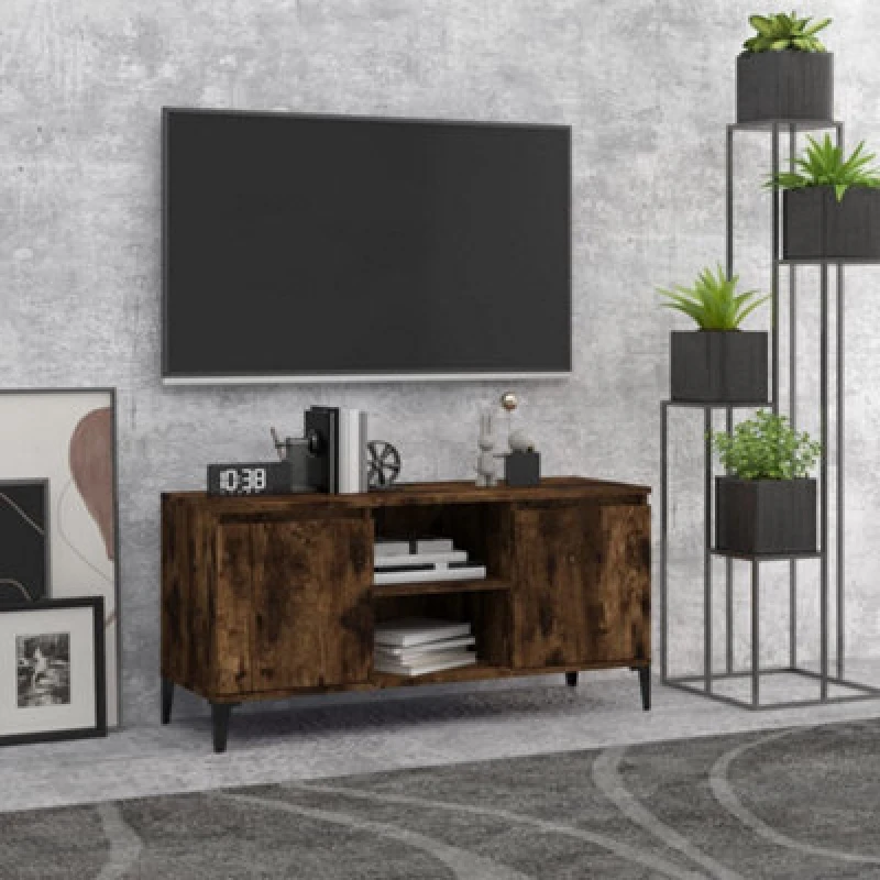 Image of VIDAXL TV Cabinet with Metal Legs Smoked Oak 103.5x35x50cm Vidaxl 8720286855102