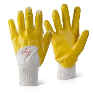 image of Click2000 Nitrile Knitwrist Palm Coated 10 Gloves Yellow Ref NKWPCLW10