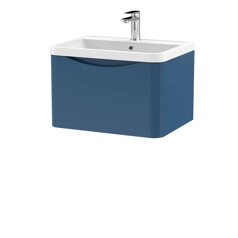 Image of Balterley Wall Hung 1 Drawer Vanity Basin Unit Polymarble Basin Blue 600mm Blue