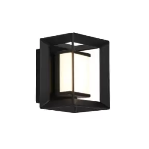 Image of Rectangular LED Wall Light, Matt Black - 100mm