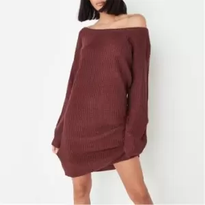 Missguided Recycled Tall Round Neck Knit Mini Dress - Red