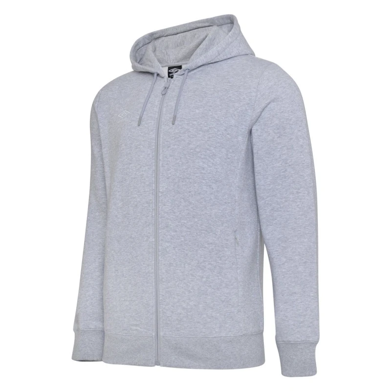 Image of Umbro Club Leisure Full Zip Drawstring Hoodie in Pale Grey Size: 11-12 Years Pale Grey Unisex 11-12 Years