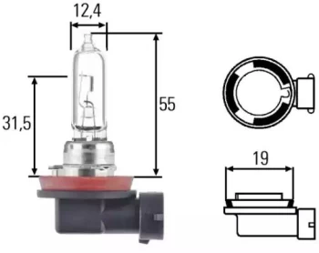 Image of Bulb H9 12V 65 W 8GH008357-001 by Hella - 10 Units