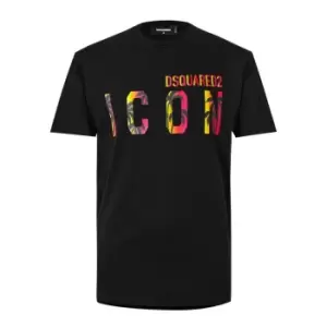 Image of DSQUARED2 Icon Palm Tree T Shirt - Black