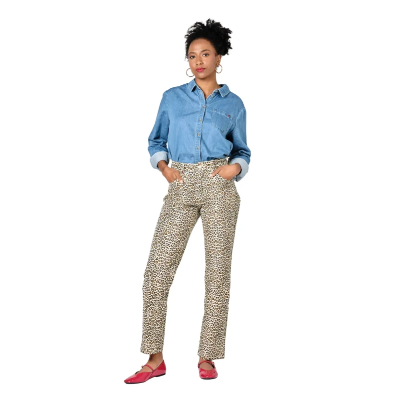 Image of F.A.M. Paris Womens boyfriend jeans F.A.M. Paris Manon Leopard Marron Female S