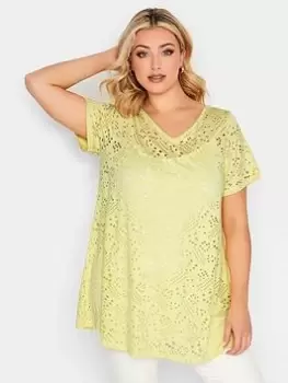 Image of Yours Broidery Swing Tee Solid Yellow, Yellow, Size 16, Women