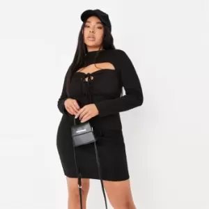 Missguided Plus Size High Neck Cut Out Mini Dress - Black