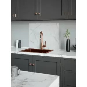 Image of House Beautiful - Calacatta Marble Glass Kitchen Splashback 600mm x 750mm - White