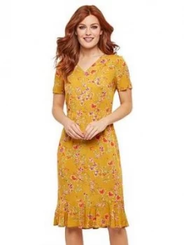 Joe Browns Vintage Florals Dress - Mustard, Mustard, Size 14, Women