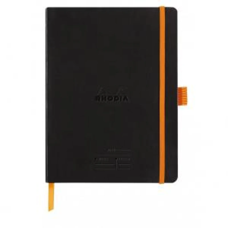 Image of Clairefontaine Rhodiarama Italian Leatherette Meeting Book Ruled 160 Pages A5+ Black 117782C