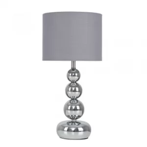 Image of Marissa Chrome Touch Table Lamp with Grey Shade