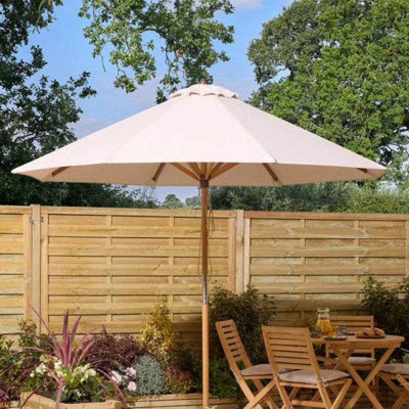 Image of Rowlinson Ashdown Wooden Parasol - 2.2m, Brown ASHPAR22