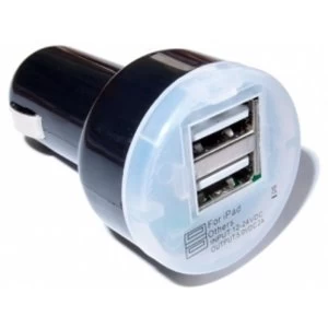 Image of Dynamode Mini In Car Charger Adapter with 2 USB Charging Ports for iPad/Other USB Devices - White