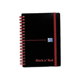 Image of Polypropylene Black & Red A6 90gsm Wirebound Ruled Notebook (140 Pages)