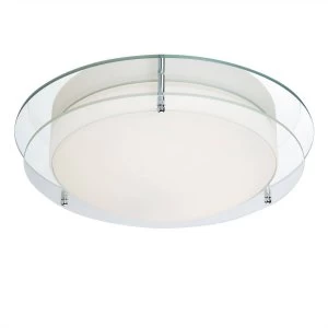 Image of LED Bathroom Flush Ceiling Light Chrome, Clear and Glass IP44