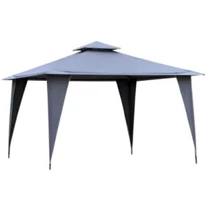 image of Outsunny 3.5x3.5m Side-Less Outdoor Canopy Tent Gazebo w/ 2-Tier Roof Steel Frame Garden Party Gathering Shelter Grey