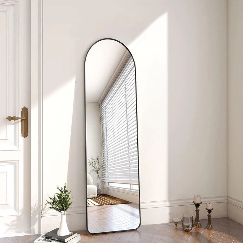 Image of Kabinet UK Modern Arched Freestanding Metal Floor Mirror Black unisex One Size