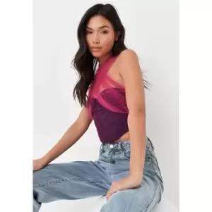 image of Missguided Contrast Strap Tulle Corset Top - Purple