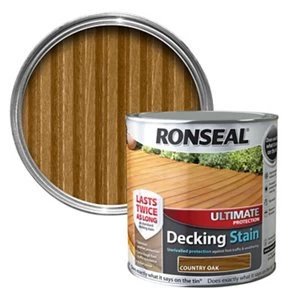 image of Ronseal Ultimate Country oak Matt Decking Wood stain 5L