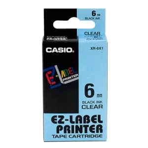 Image of Casio XR-6X1-W-DJ 6mm Black on Clear Tape