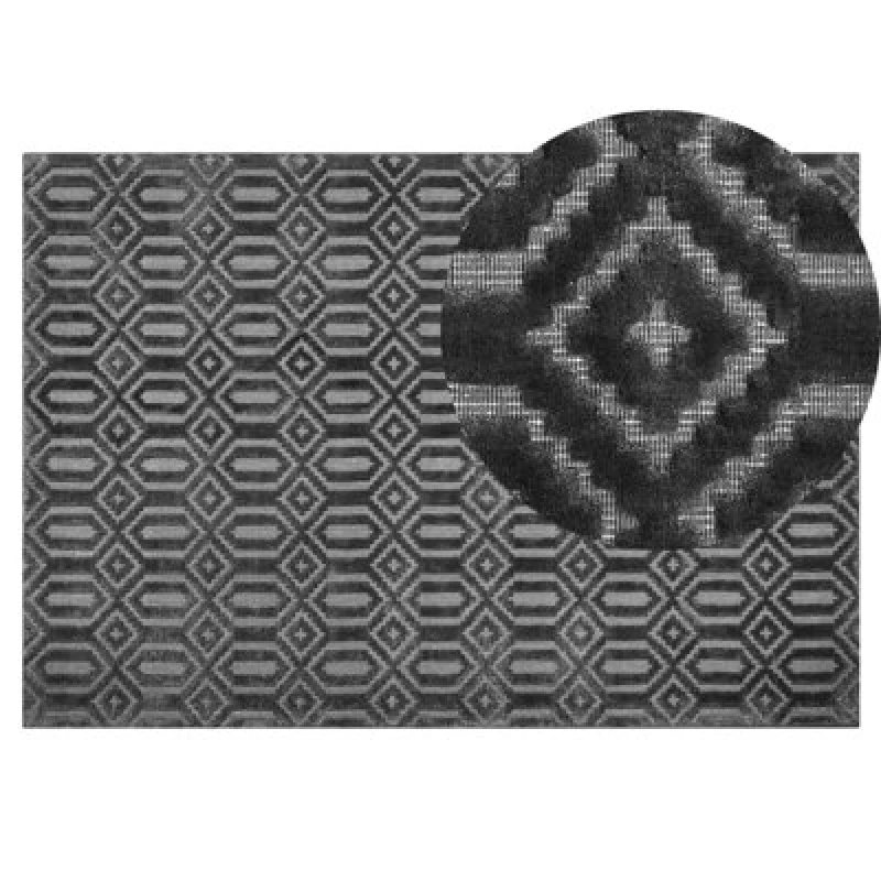 Image of Beliani Rug Adatepe Dark Grey 140 X 200 Cm Viscose