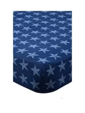 image of Catherine Lansfield Stars and Stripes Fitted Sheet, Multi, Size Double