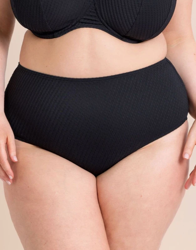 Image of Curvy Kate Womens Jet Set High Waist Bikini Brief Bottoms in Black Size: 2XL Black Female 2XL