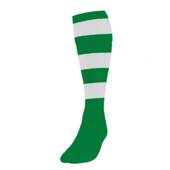 Image of Precision Hooped Football Socks Mens Emerald/White