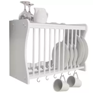 image of Techstyle Cheshunt Wall Mounted Kitchen Plate Cup / Storage Rack With Hooks White