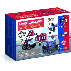 image of Magformers - Amazing Police And Rescue Magnetic Building Set (Multicolour)